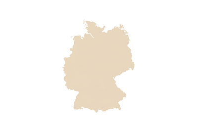 Minimalistische Umrisskarte von Deutschland, gefüllt mit einer farbigen Textur (z.B. Farbe).